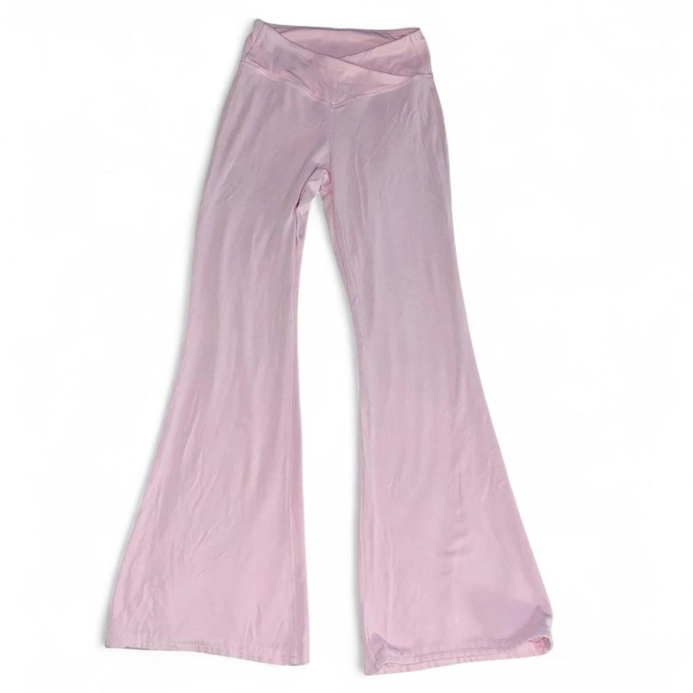 Adore Me Baby Pink Crisscross Waist‎ Flare Yoga Pants View 2